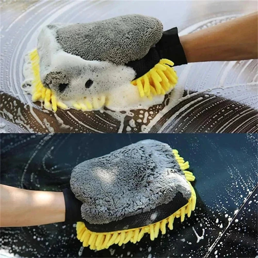 1/5pcs Car Washing Gloves Waterproof Microfiber Chenille Gloves