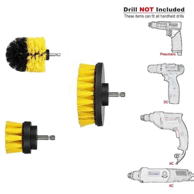 3pcs Drill Brush Attachment Set Power Scrubber Brush