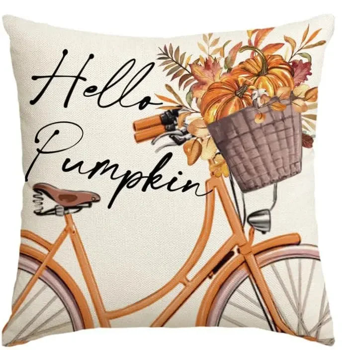 18*18inch Thanksgiving Decorative Cushion Cover ,Linen Pumkin Maple Leaf Autumn Pillow Covers ,Cushion Covers for Sofa Chair