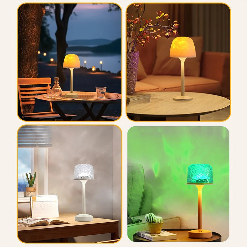 2025 New High footed Water ripple Atmosphere Remote Control Desk Lamp Romantic Gift Projection Nightlight