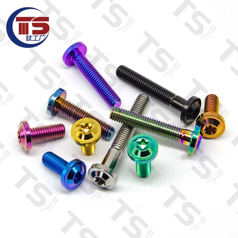 Torx Titanium Bolts 10 pcs TS M4/M5/M6/M8X10/15/20/25/30/35-60mm multicolour grade 5