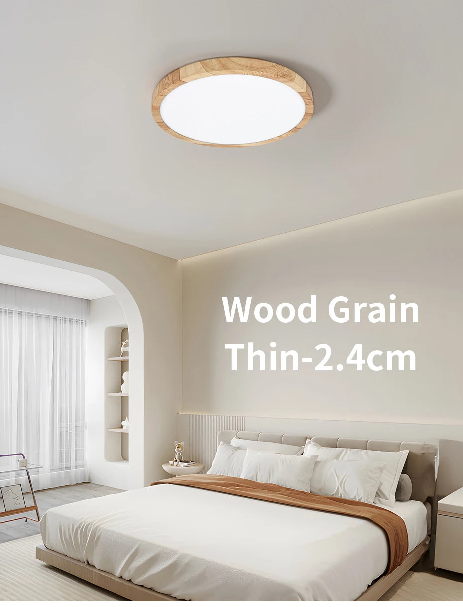 Modern LED Ceiling Light Wood Grain Golden One Light with 3 Colours