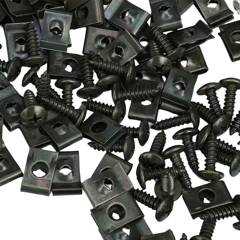 Self Tapping Screws Metal Fastener Clip for Car Motorcycle U-Type Clip with Screw Anti-rust Protection Clip Screw Iron Sheet Kit