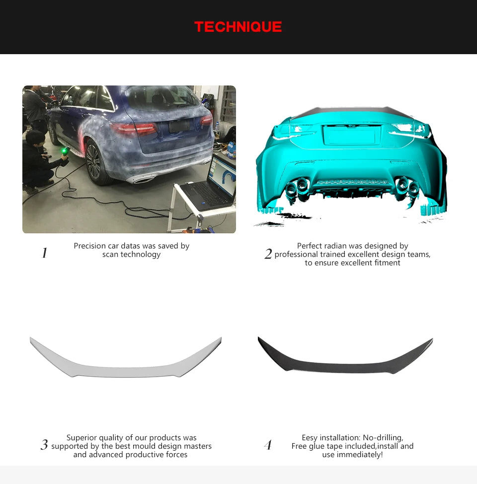 Carbon Fibre Rear Trunk Spoiler for Lexus RC F RCF Coupe 2-Door 2015-2018 Car Rear Spoiler