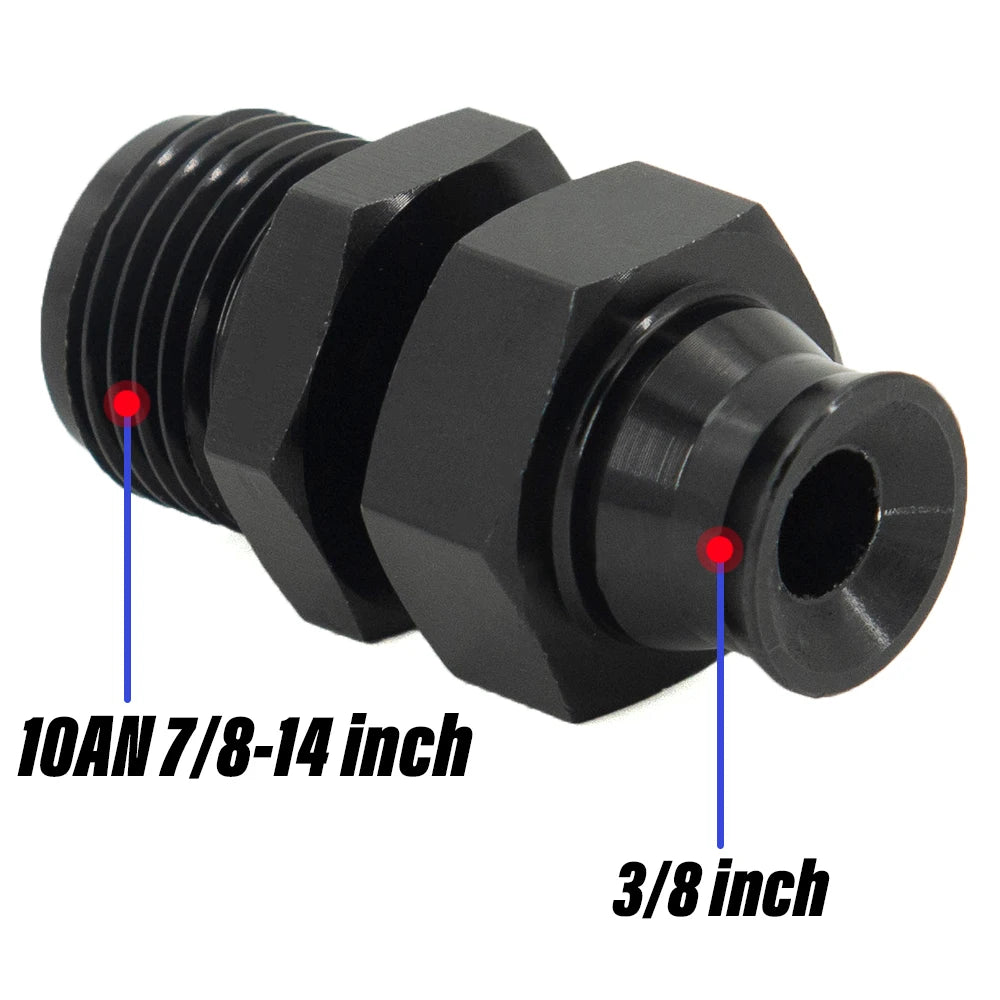 Aluminum Straight AN6/8/10 Male To 5/16" AN6 Male To 3/8" Tube Hose Fitting Adapter Fuel Hard Line Pipe Black Anodized