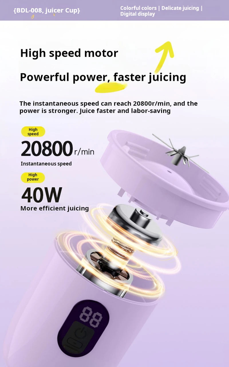Portable Blender USB Rechargeable Cordless Mini Juicer Mixer