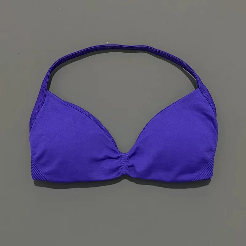 Sports Bra Push Up Strappy Sexy Open Back Gym Crop Top