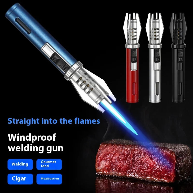 Powerful Metal Gas Lighter Windproof Kitchen Cooking Torch Flame Jet Barbecue
