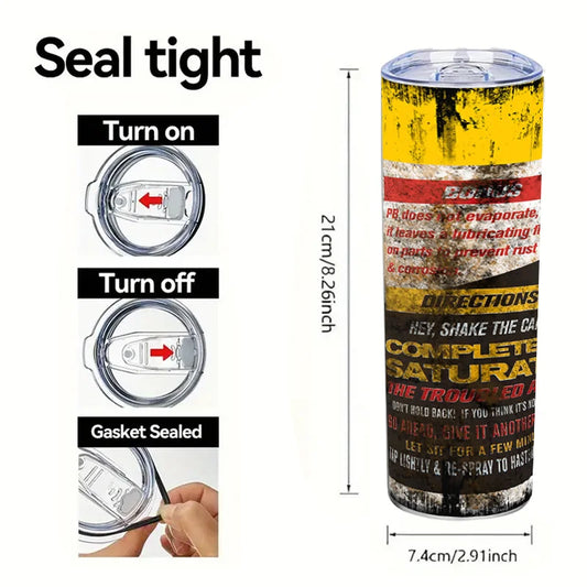 20oz Vintage Print Stainless Steel Insulated Tumbler - Reusable, Multipurpose