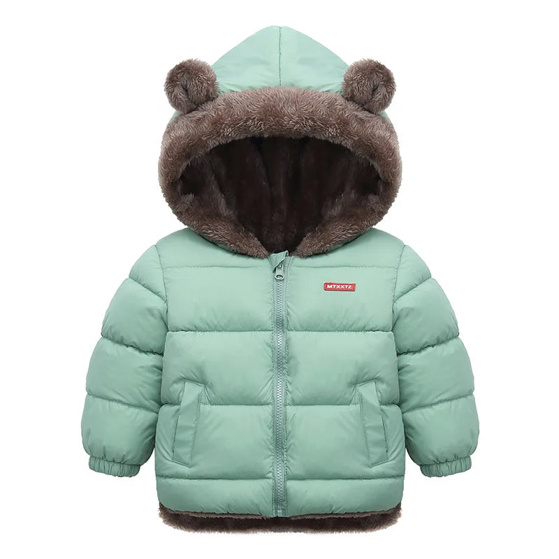 Kids Thick Warm Coats Winter Children's Fleece Hooded Jackets Autumn Cashmere Padded Snowsuit Boys Girls Cotton Outerwear 2-6Y