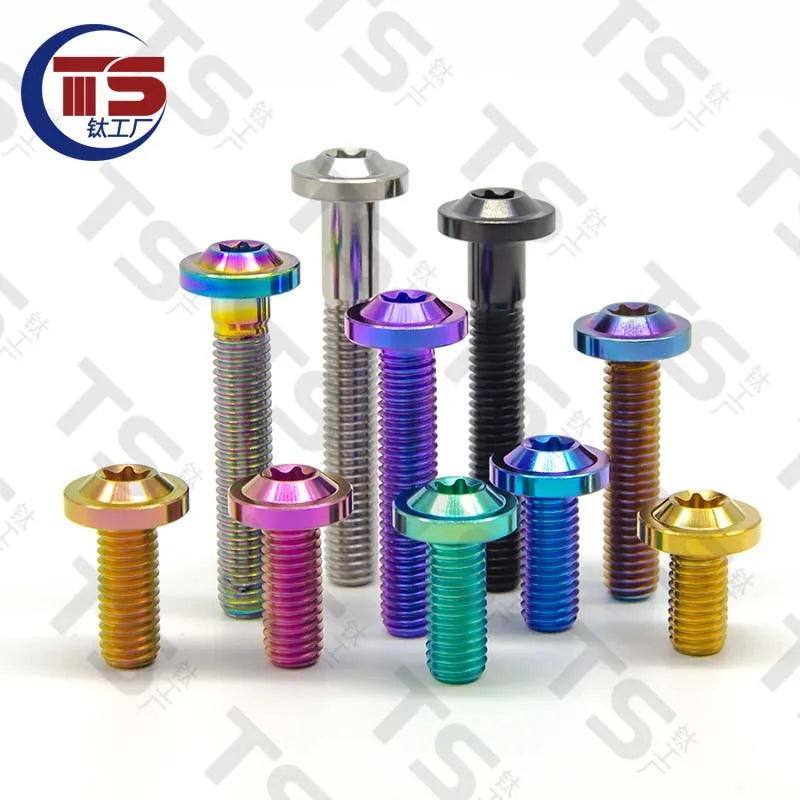 Torx Titanium Bolts 10 pcs TS M4/M5/M6/M8X10/15/20/25/30/35-60mm multicolour grade 5