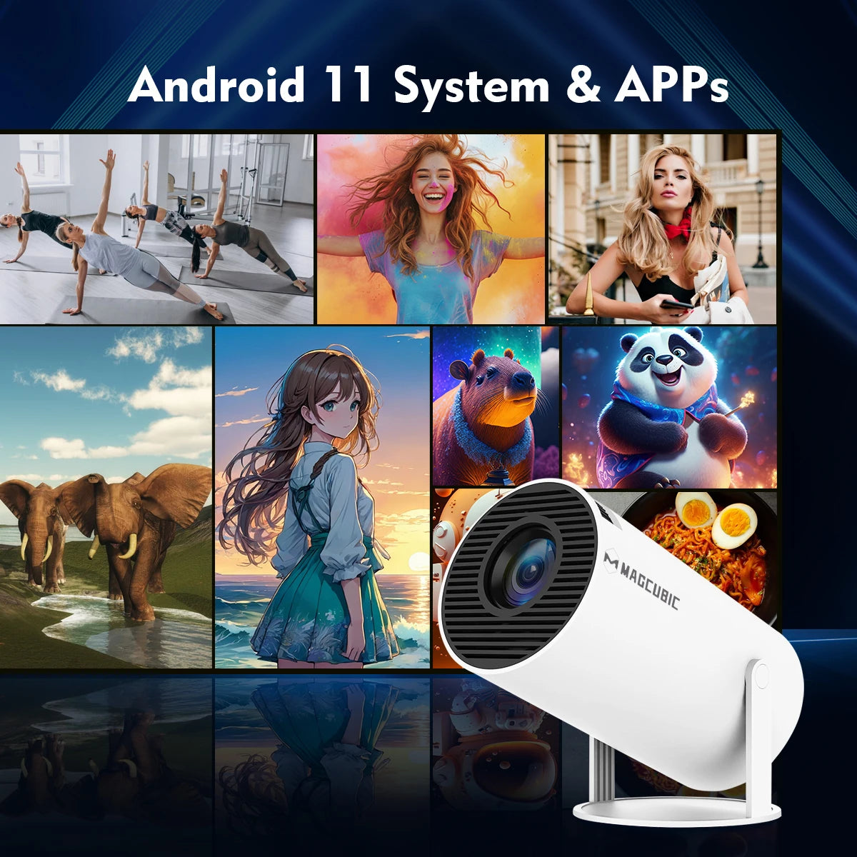 Magcubic HY300 Pro 4K HD Projector Android11 Dual Wifi6