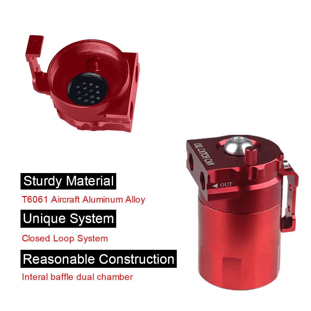 Car Baffled Oil Catch Can Tank Kit with Breather 300ml Aluminum Polish Engine Air Oil Separator Tank Reservoir Kit Universal