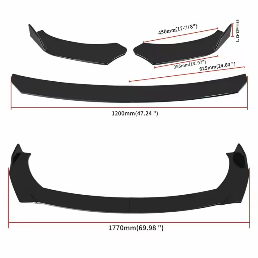 Front Bumper Spoiler Diffuser Body Kit for Audi A3 A4 A5 A7 A8 B7 B8 Q7 RS5 RS6 S3 TT Front Lip Chin Splitter
