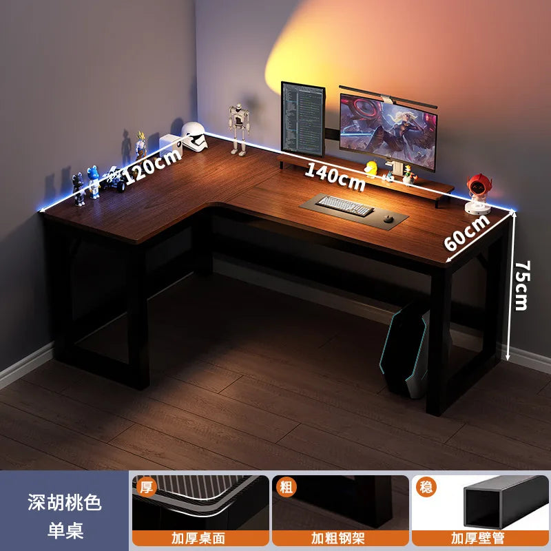 Nordic Desk for Home Carbon Fiber Corner Double Computer Desks with Shelf Light Luxury Simple Household Gaming Tables