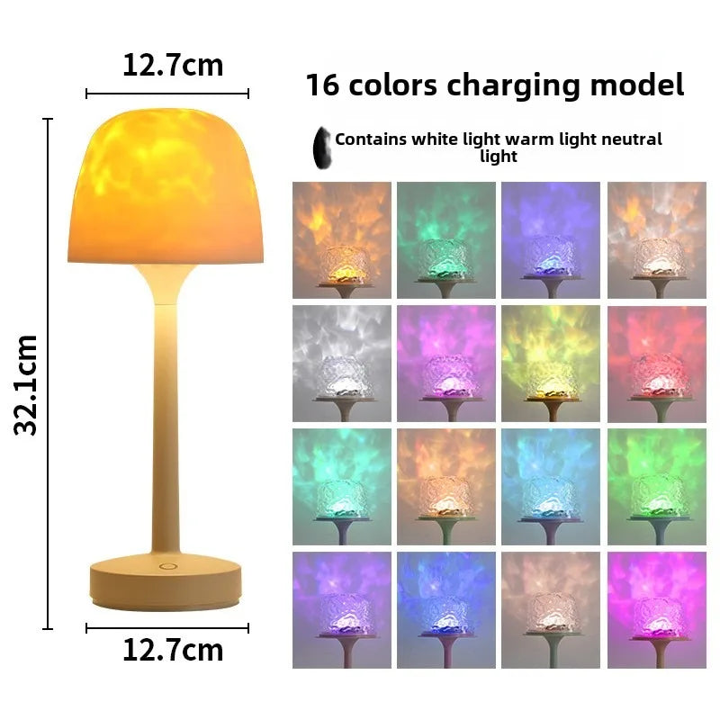2025 New High footed Water ripple Atmosphere Remote Control Desk Lamp Romantic Gift Projection Nightlight