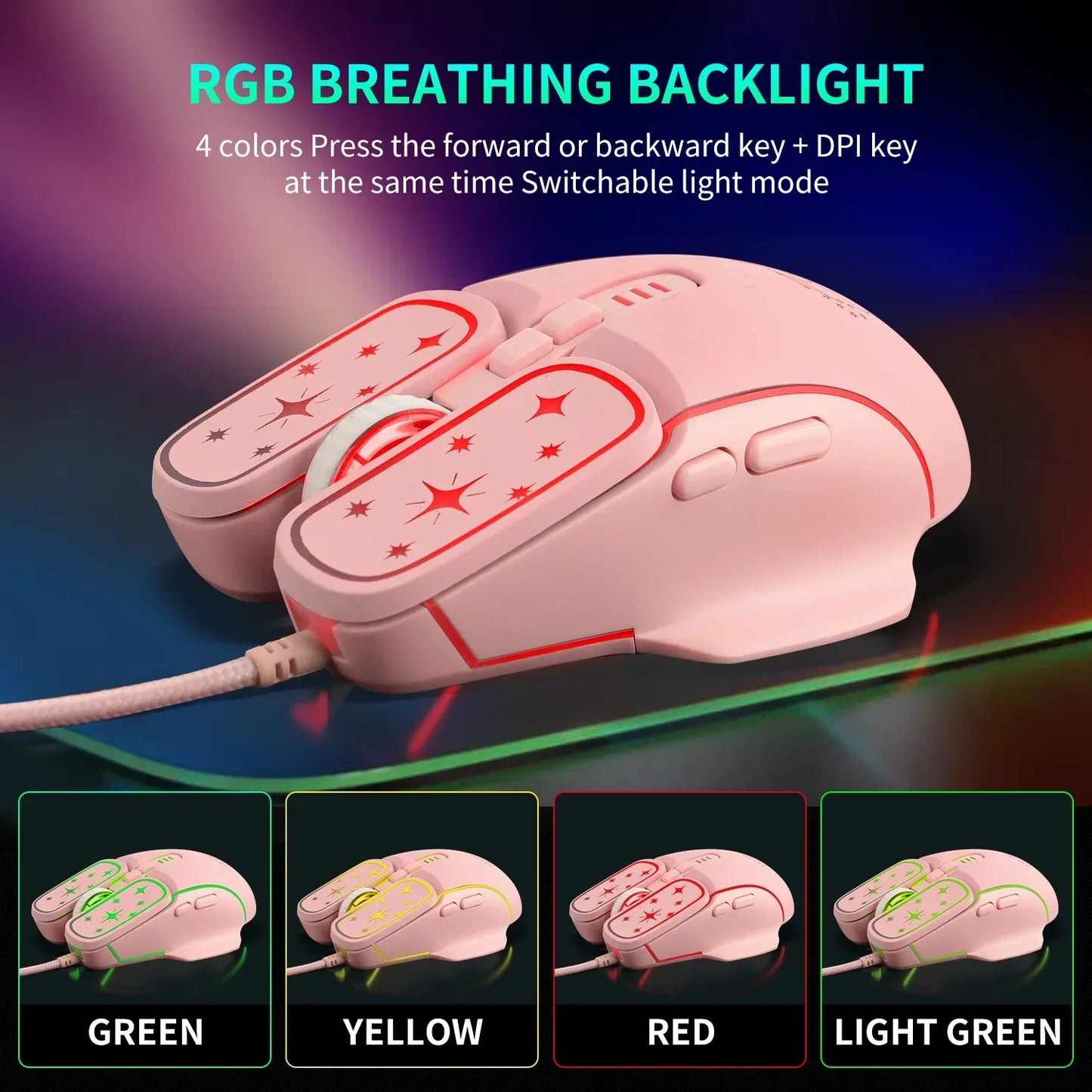 USB Gaming Mouse RGB Backlit Ergonomic Game Mice 7D Esports Wired Mouse for Laptop PC Gamer