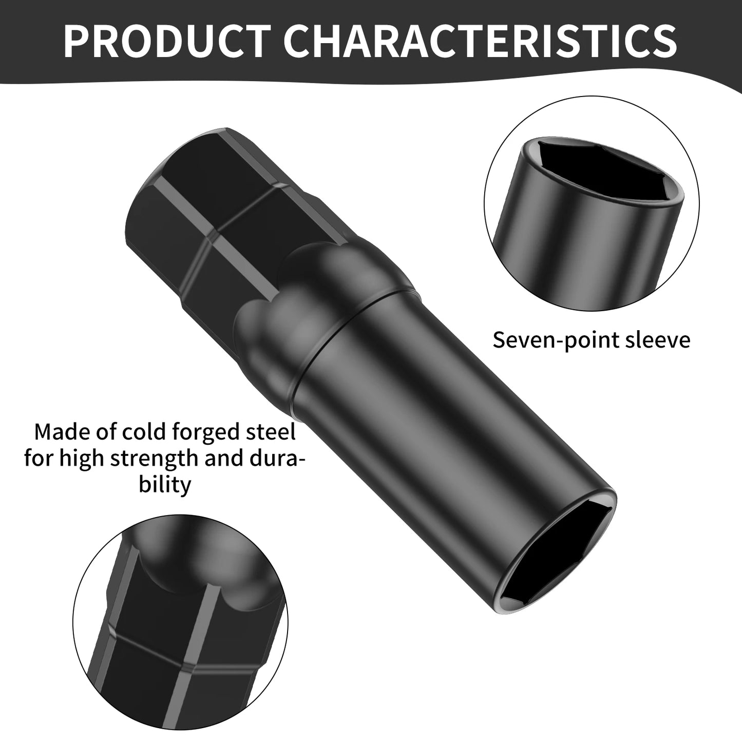 New 20Pcs Car Wheel Lug Nut Set 12mm Cold Forged Steel Black Threaded Wheel Lug Nut Auto Repair Parts For Car
