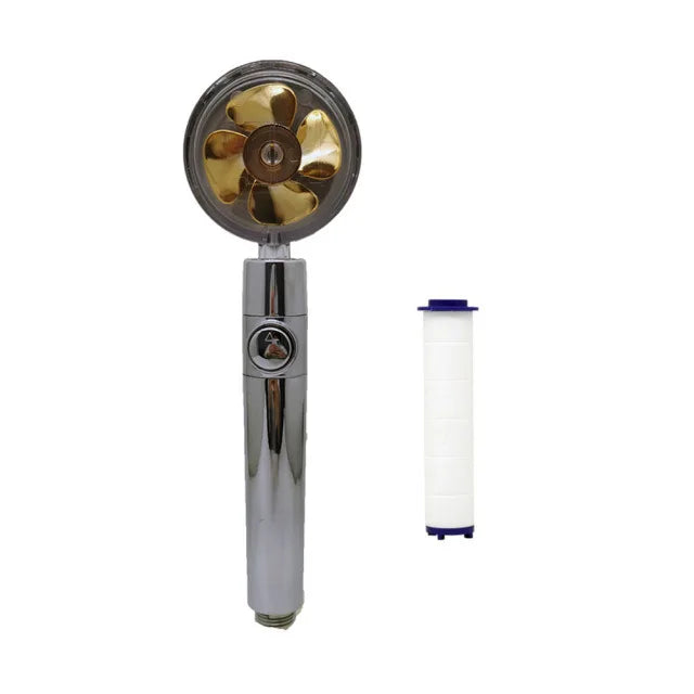 Shower Head 360 Degree Rotation Water Saving Flow Turbofan