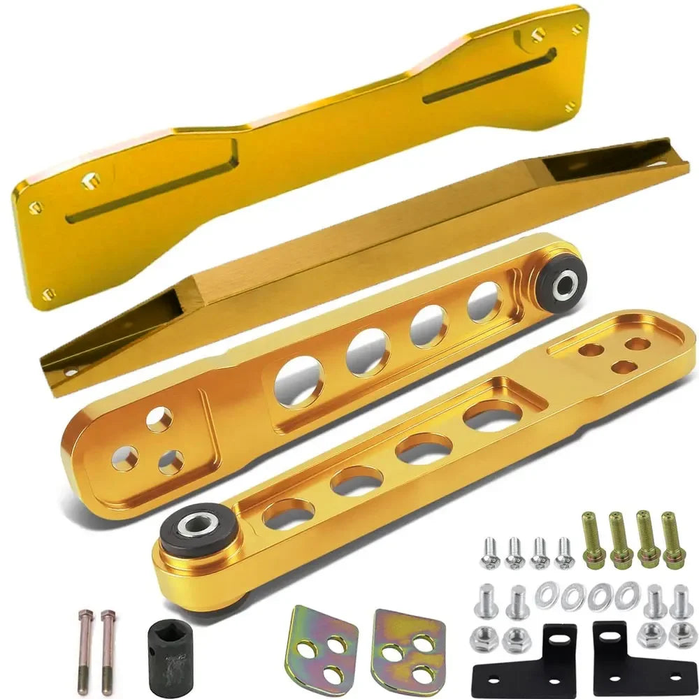LOWER CONTROL ARMS LCA with REAR LOWER TIE BAR WITH Rear SUBFRAME BRACE FIT For Honda Civic Si 01-05 ES EM EP3 Aluminum