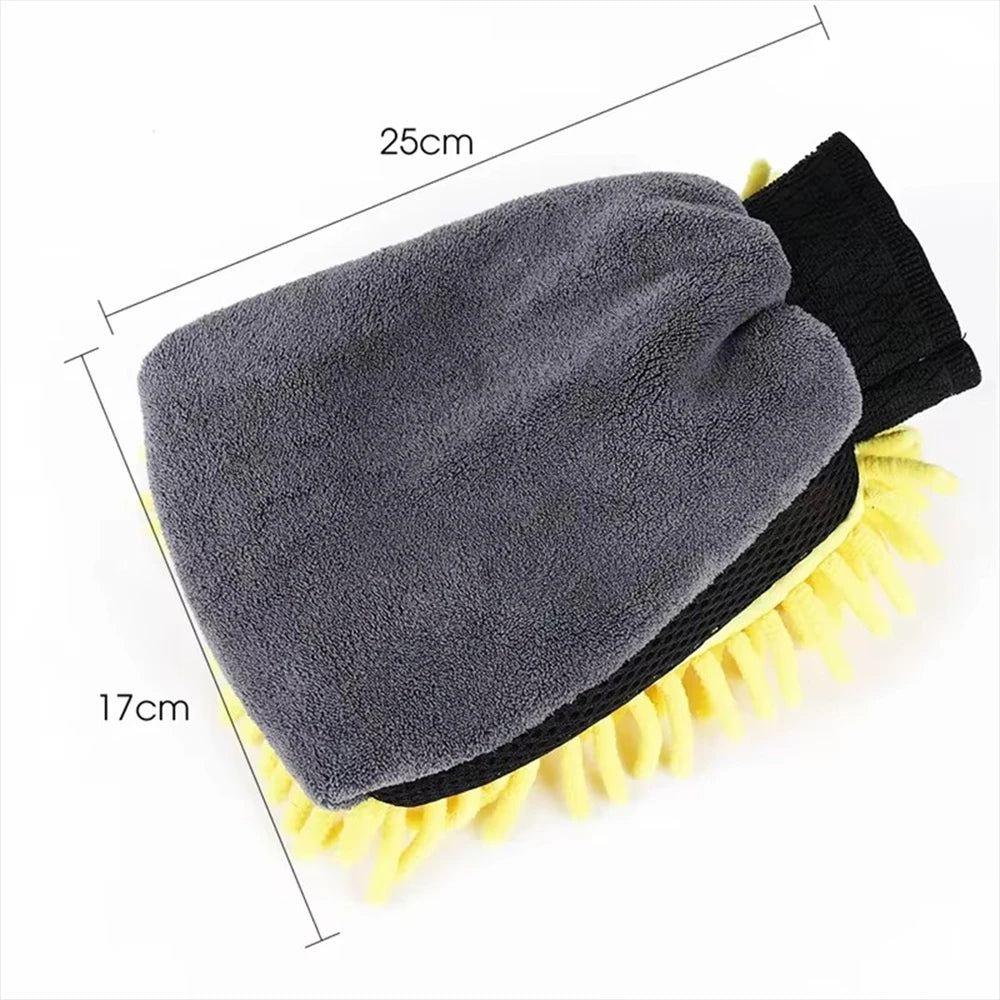 1/5pcs Car Washing Gloves Waterproof Microfiber Chenille Gloves
