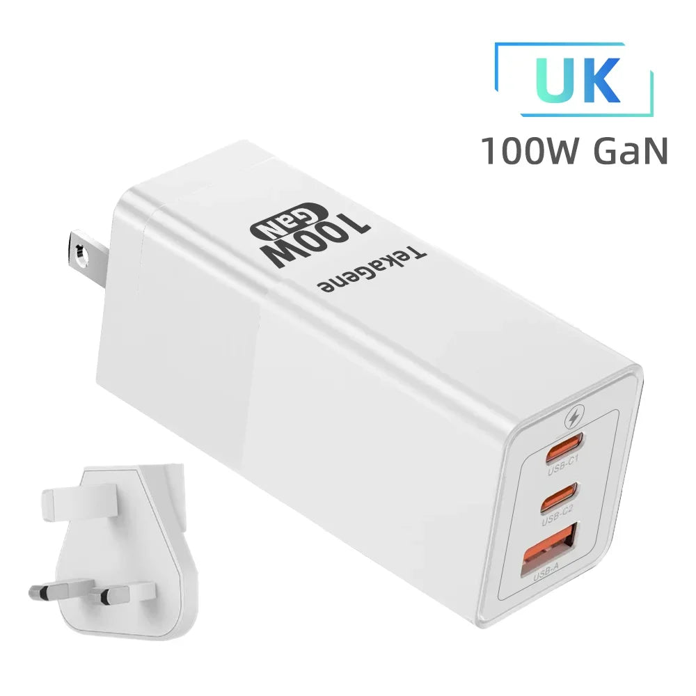 PD 100W GaN Charger USB Type C Fast Charger With Quick Charge 4.0 3.0 USB Phone Charger For iPhone 16 Pro Max Galaxy S24 Laptop