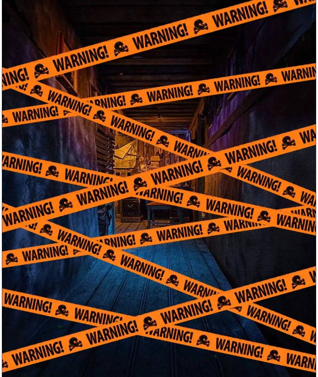 Halloween Warning Tape Wall Door Window Blood Handprint Footprint Stickers Halloween Theme Party Horror Scene Decor Supplies