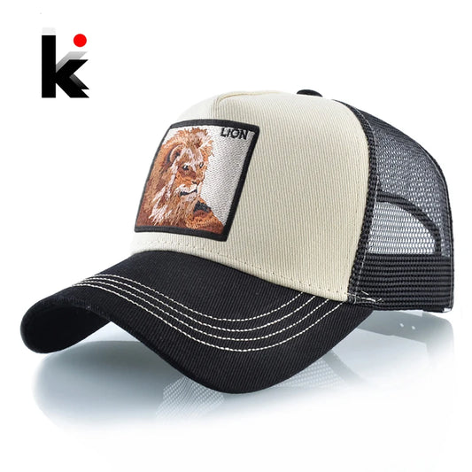 Hip Hop Baseball Cap With Lion Embroidery Patch Snapback Streetwear Trucker Caps Men Women Hat