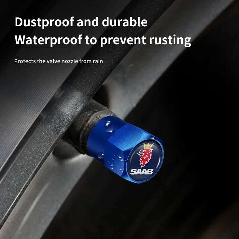 4PCS Car Tire Wheel Stem Air Valve Caps Covers For SAAB 9-4X 9-7X 9-3 9-5 9-2X 9-X