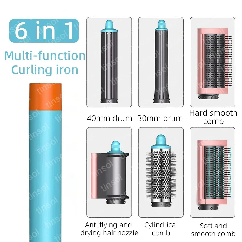 6-in-1 Multi-Function Hair Dryer Styling Tool Curling Iron Hot Air Brush Curling Rod Salon Professional Hair Styler