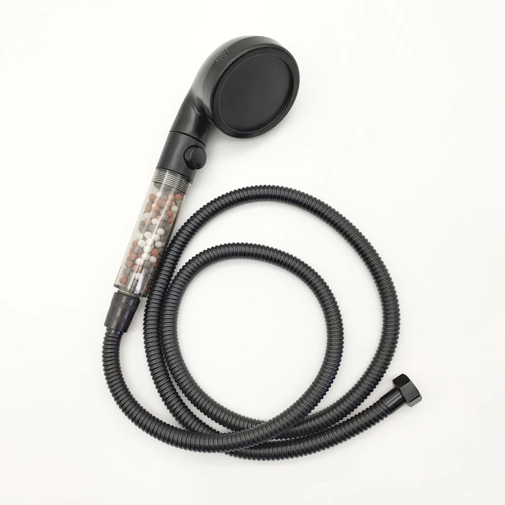 Shower Head High Pressure Water Saving with On/Off Switch Stop Button Ionic Mineral Anion 3 Modes
