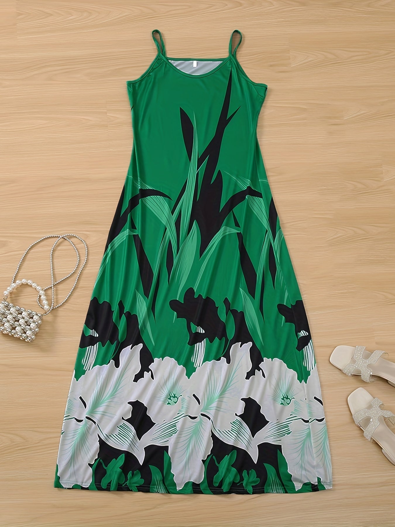 Floral Print Cami Dress, Crew Neck Mini Strap Dress, Casual Every Day Dress, Women's Clothing