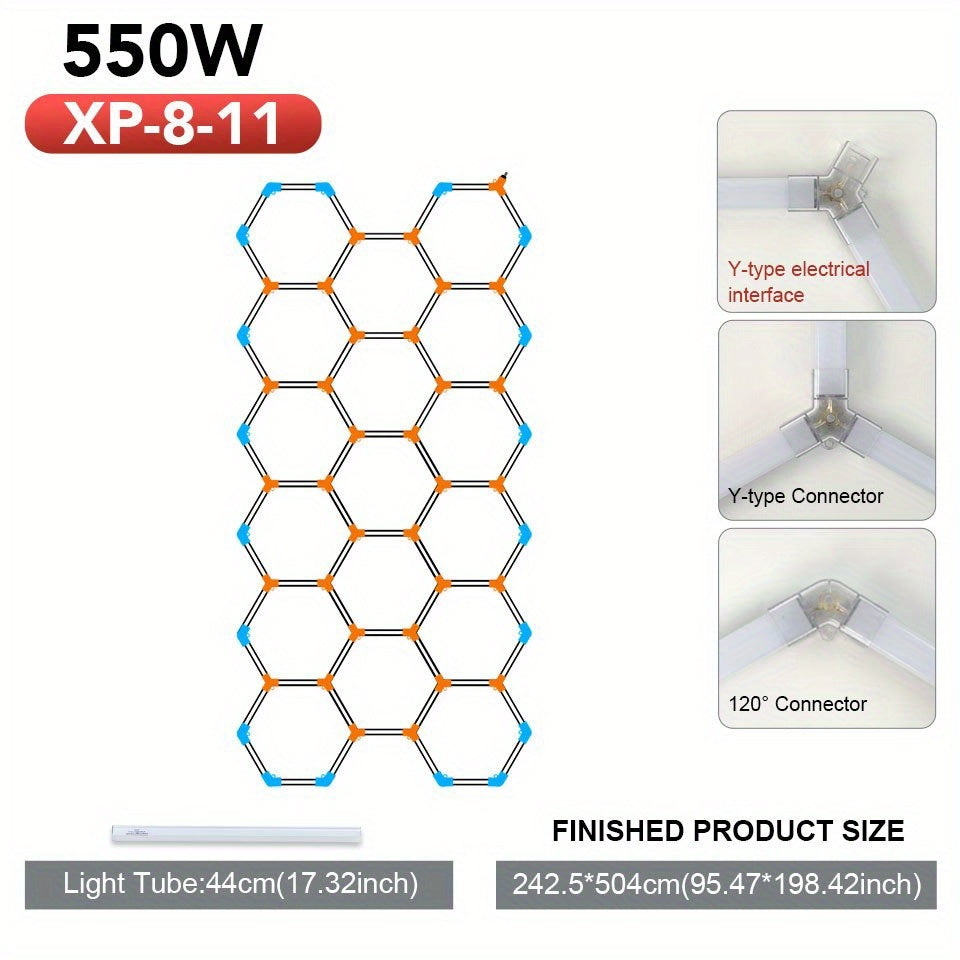 Hexagon Garage Ceiling Light Cold Light garage lights DIY hexagon LED lights hex lights garage Tube AC85-265V Hexagonal Garage Honeycomb lights for Garage Basement Warehouse Auto Beauty Shop Car Detailing Gym Basement Hair S