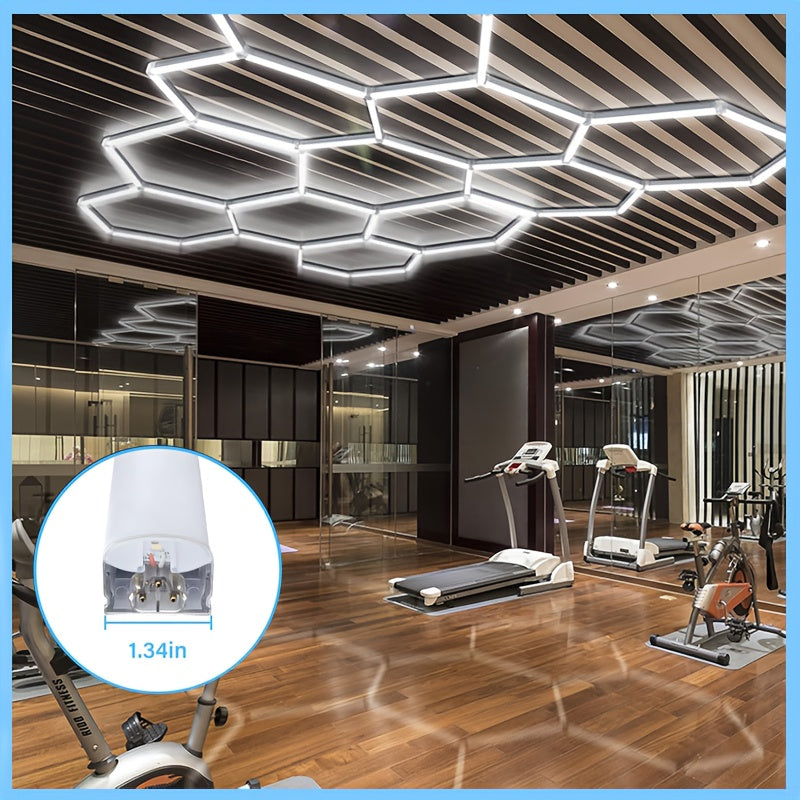 Hexagon Garage Ceiling Light Cold Light garage lights DIY hexagon LED lights hex lights garage Tube AC85-265V Hexagonal Garage Honeycomb lights for Garage Basement Warehouse Auto Beauty Shop Car Detailing Gym Basement Hair S