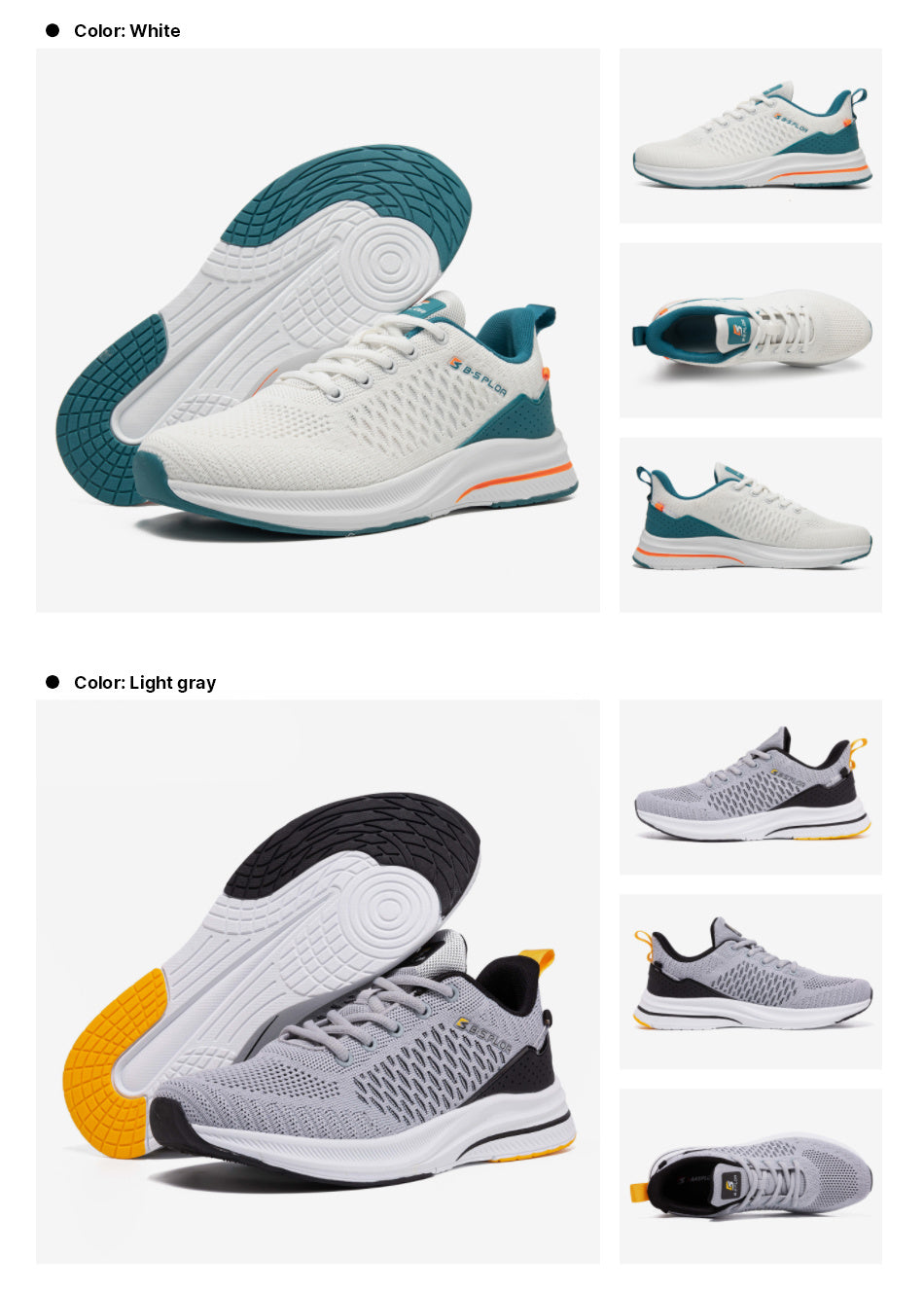 Baasploa Men's Lightweight Mesh Running Shoes - Breathable Outdoor Sports Sneakers for Gym, Jogging, Tennis - Comfortable Cushioning and Support